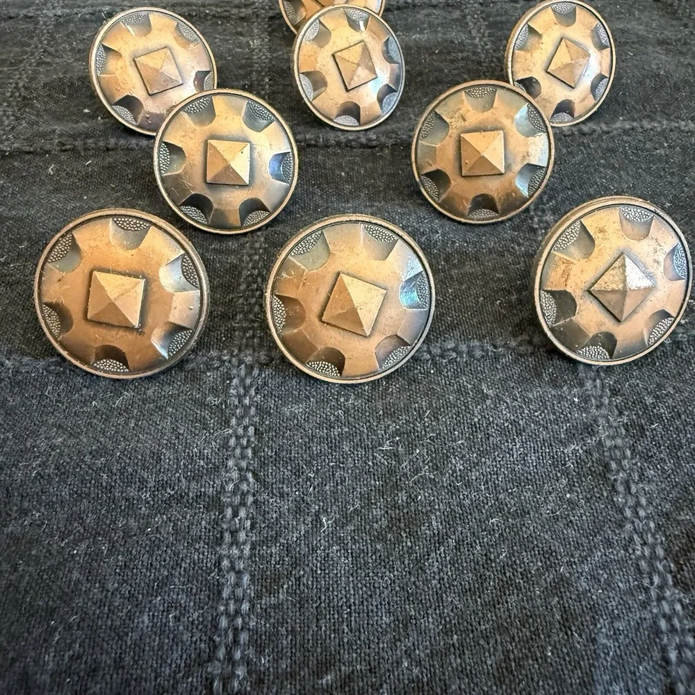 Lot Of 9 Copper Colored Metal Drawer Pulls Cabinet Knobs Marked JAPAN